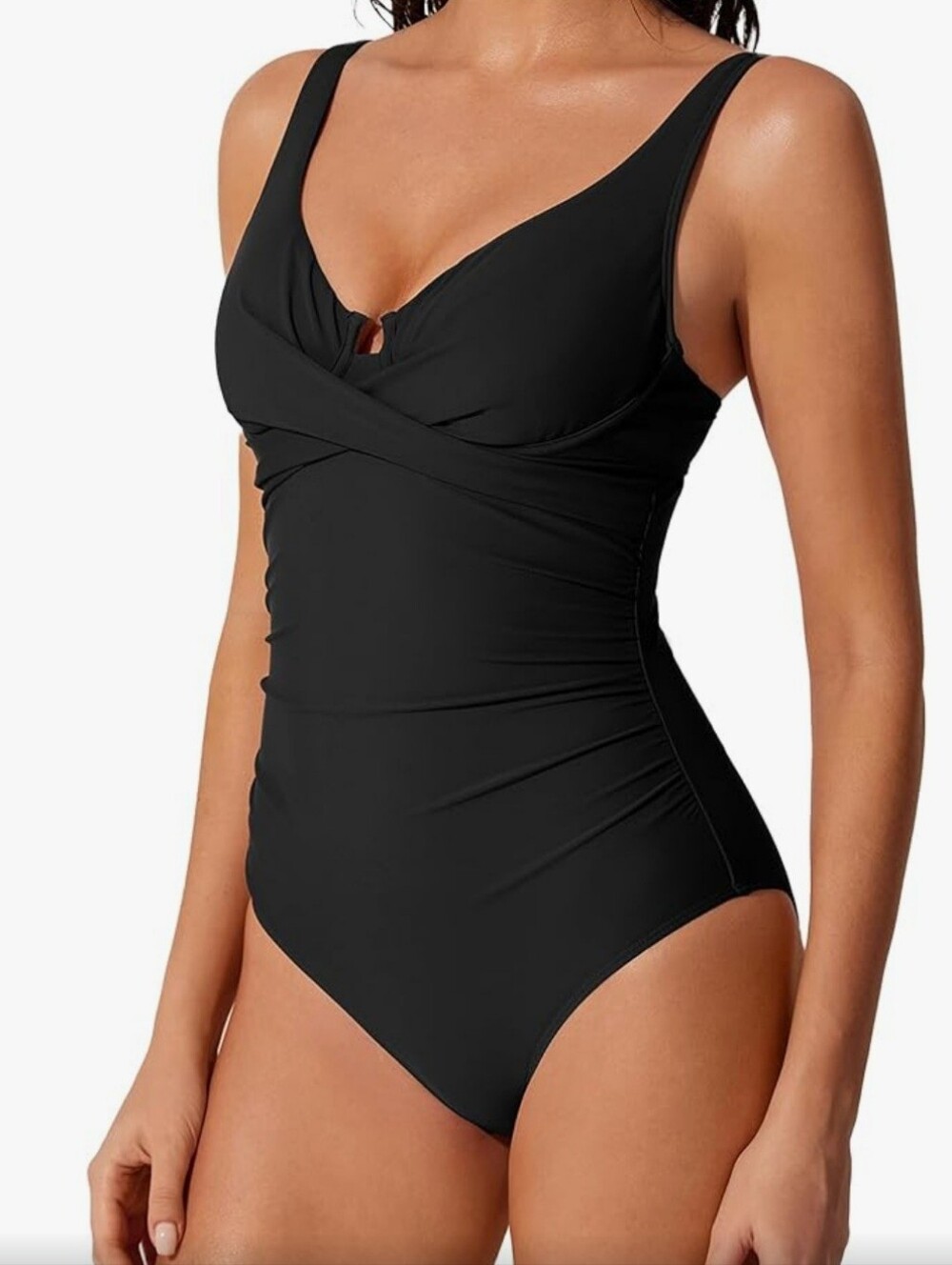 CiCiBird. Classic Black One-Piece Swim Suit - Supportive V-Neck. Medium. NWT.